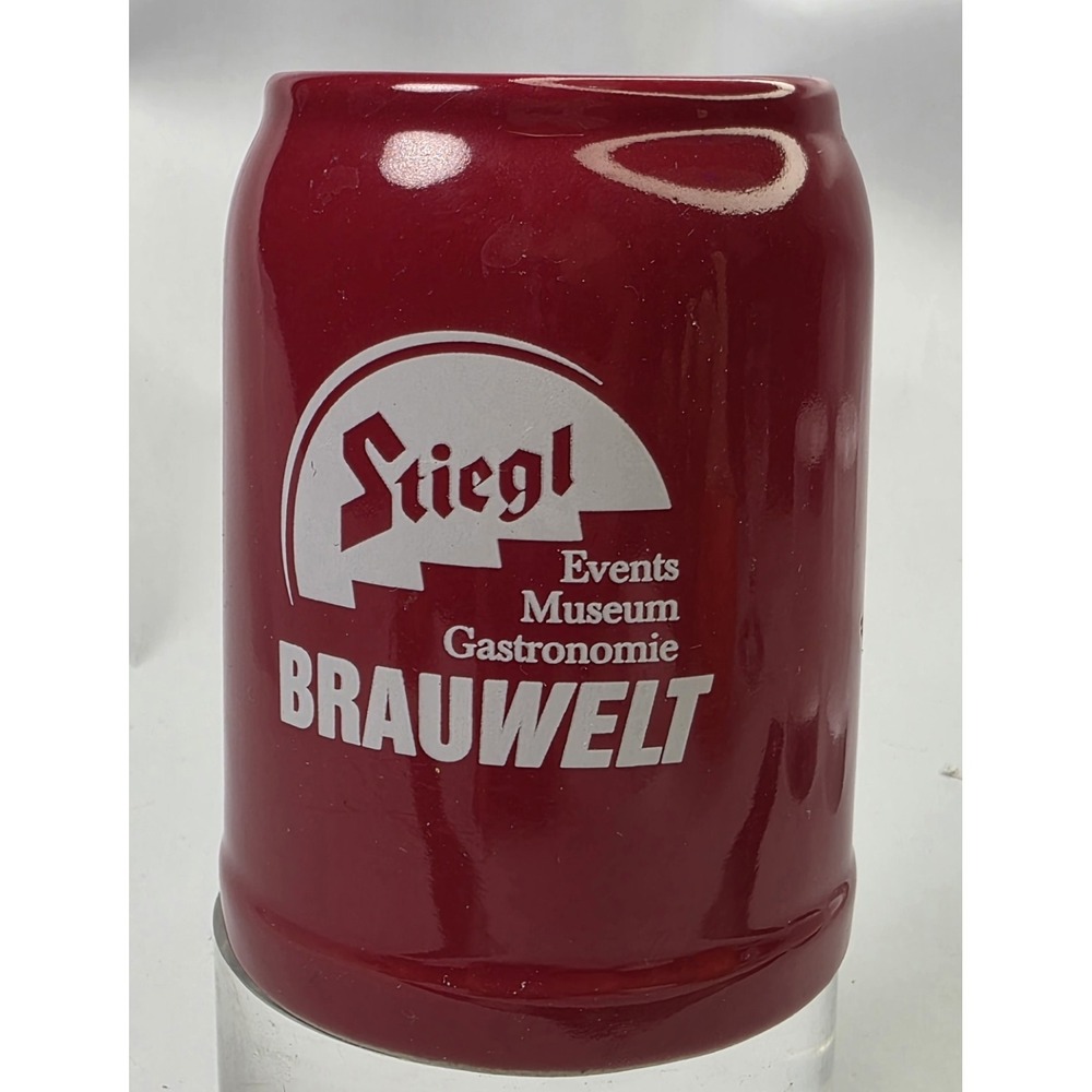 Stiegl Beer Museum Small  Red  Beer Mug  Brauwelt 4in Tall  Collectable \ .VTG